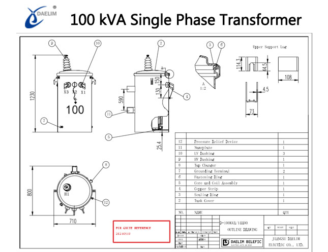 Pole Mounted Single Phase Transformer Daelim