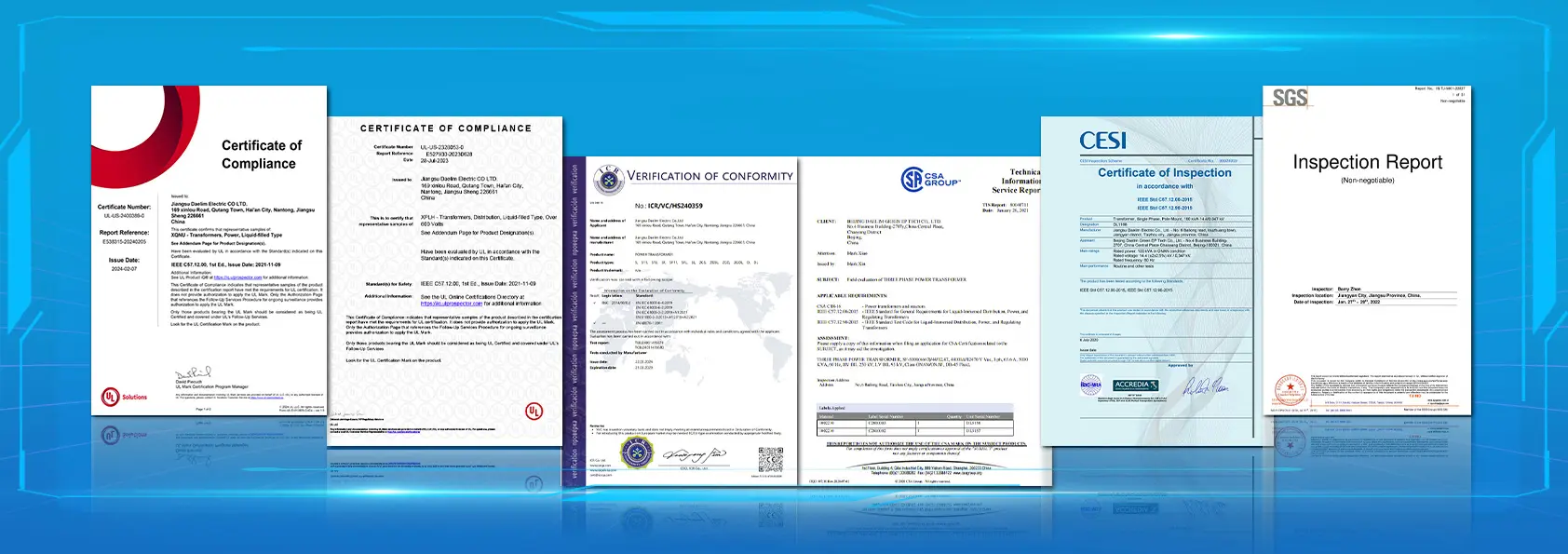 daelim transformer Certifications